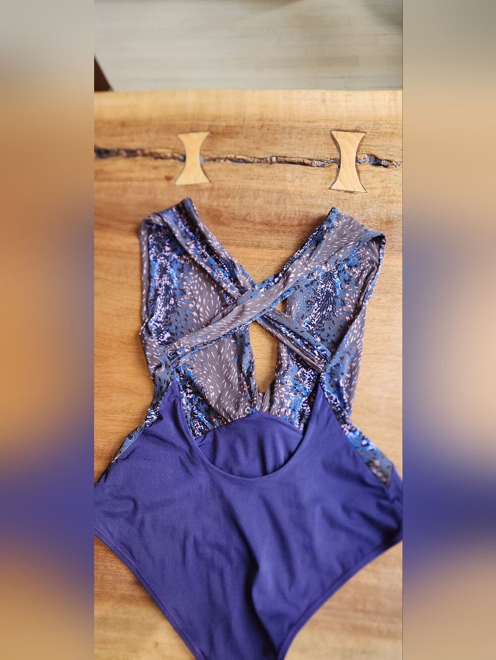 Balenciaga Purple Floral One-Piece Swimsuit With Deep V-Neck And Bow Tie Size M - Picture 7 of 9